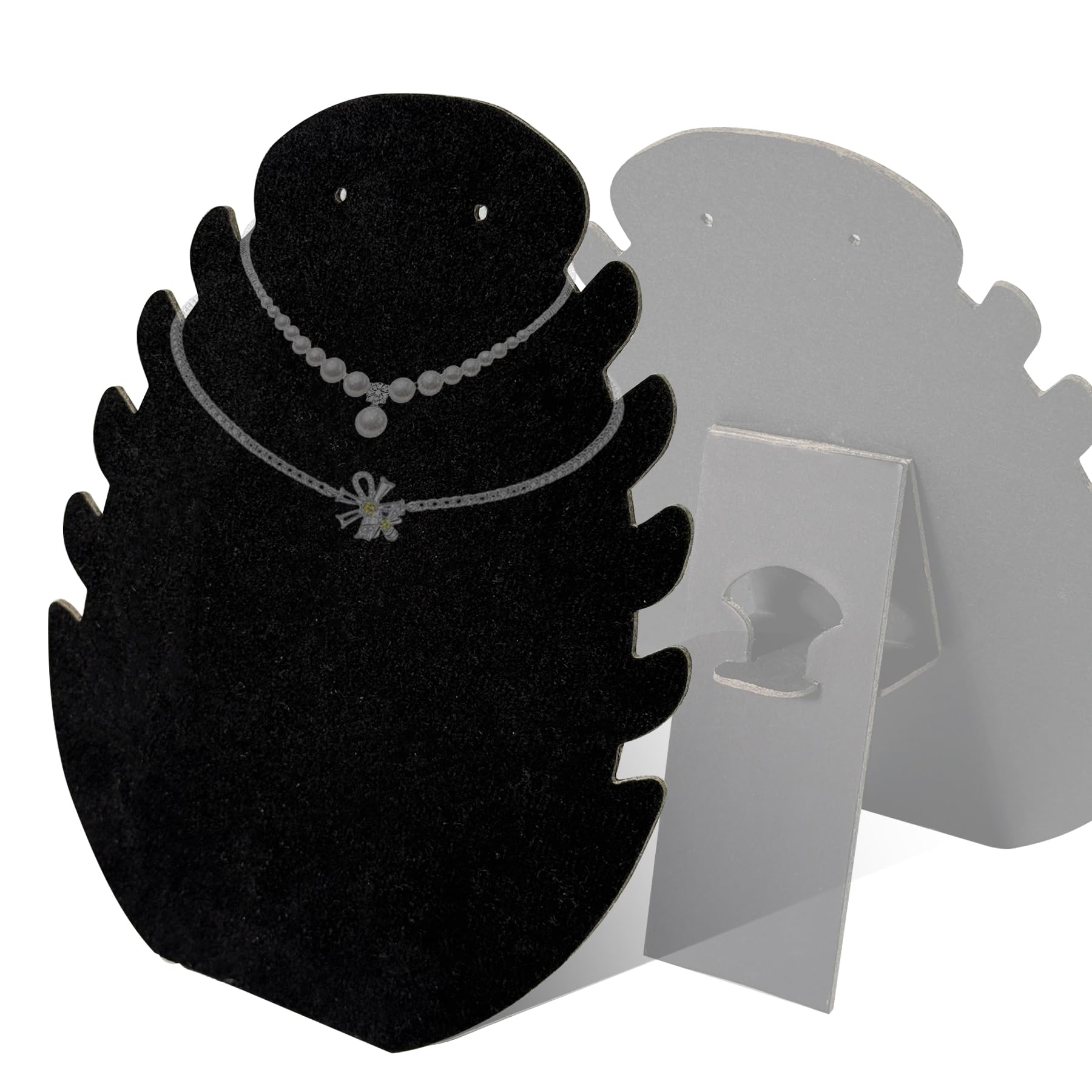 EKIND Black Foldable Jewelry Display Stand, Compact 3D Necklace and Earring Holder, Space-Saving Jewelry Organizer for Women, Jewelry Storage Tower for Home and Showcases (Flame Shape)
