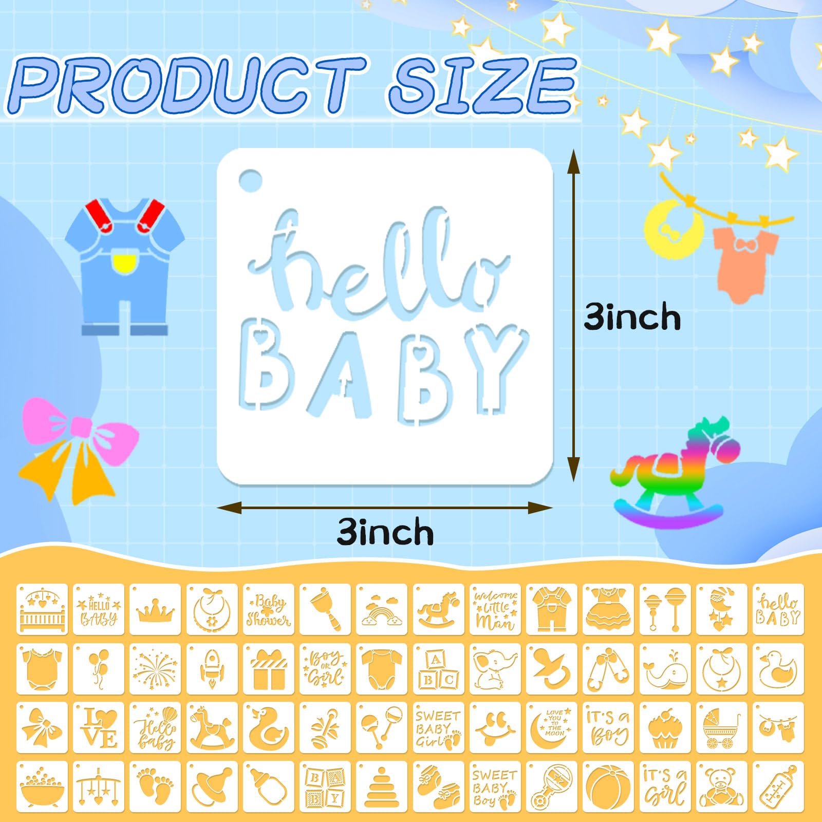 Amazon.com : Augshy 56 Pieces Baby Shower Stencils for