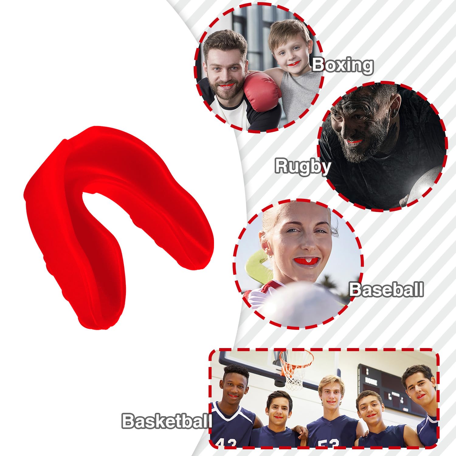 30 Stück Rot Sport Mundschutz Bulk Silikon Jugend Mundschutz Mundschutz für Fußball, Basketball, Hockey, Karate, Lacrosse, Boxen, Rugby, Ringen, Karate