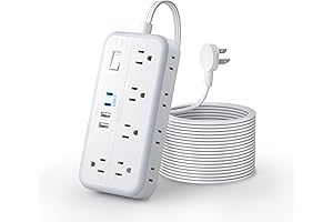NTONPOWER Flat Extension Cord with Surge Protector and USB Ports – Your...