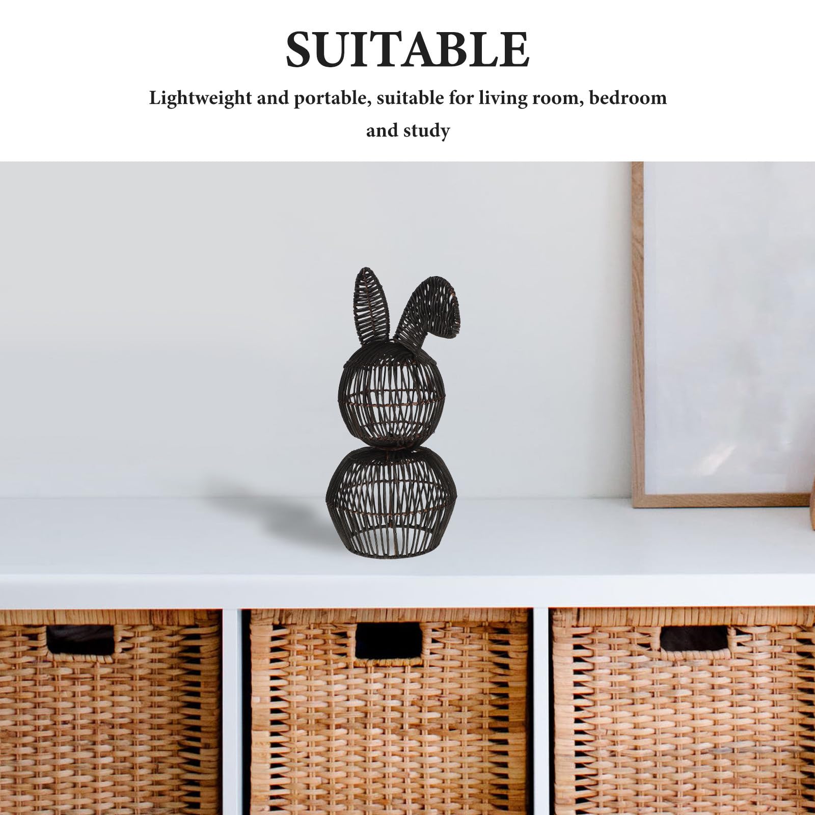 Ciieeo Decorazione Pasquale Coniglio in Rattan Intrecciato 30cm Leggero e Facile da Decorare la Casa in Primavera e Soggiorno