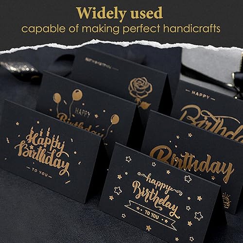 Miniatura 5 de RYKOMO 100 hojas de papel de cartulina negra de 8.5 x 11 pulgadas de grosor, 75 libras, 200 GSM, papel negro pesado para invitaciones, fabricación