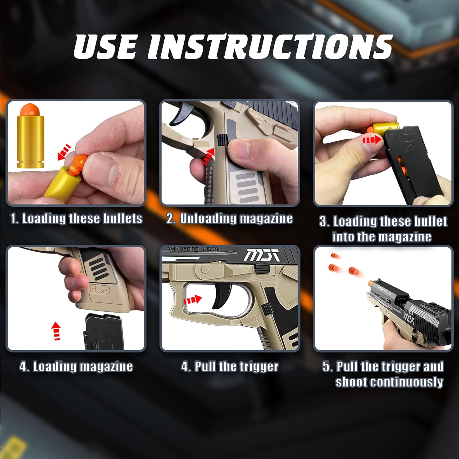 Toy Gun with Automatic Reloading Rebound Shell Ejecting and Soft Foam Blaster, Ideal for Shooting Games, Education Model Toys, Gift for Kids Boys Girls - Image 6