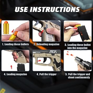 Toy Gun with Automatic Reloading Rebound Shell Ejecting and Soft Foam Blaster, Ideal for Shooting Games, Education Model Toys, Gift for Kids Boys Girls
