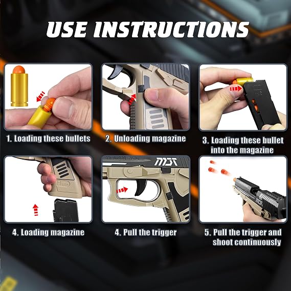 Toy Gun with Automatic Reloading Rebound Shell Ejecting and Soft Foam Blaster, Ideal for Shooting Games, Education Model Toys, Gift for Kids Boys Girls