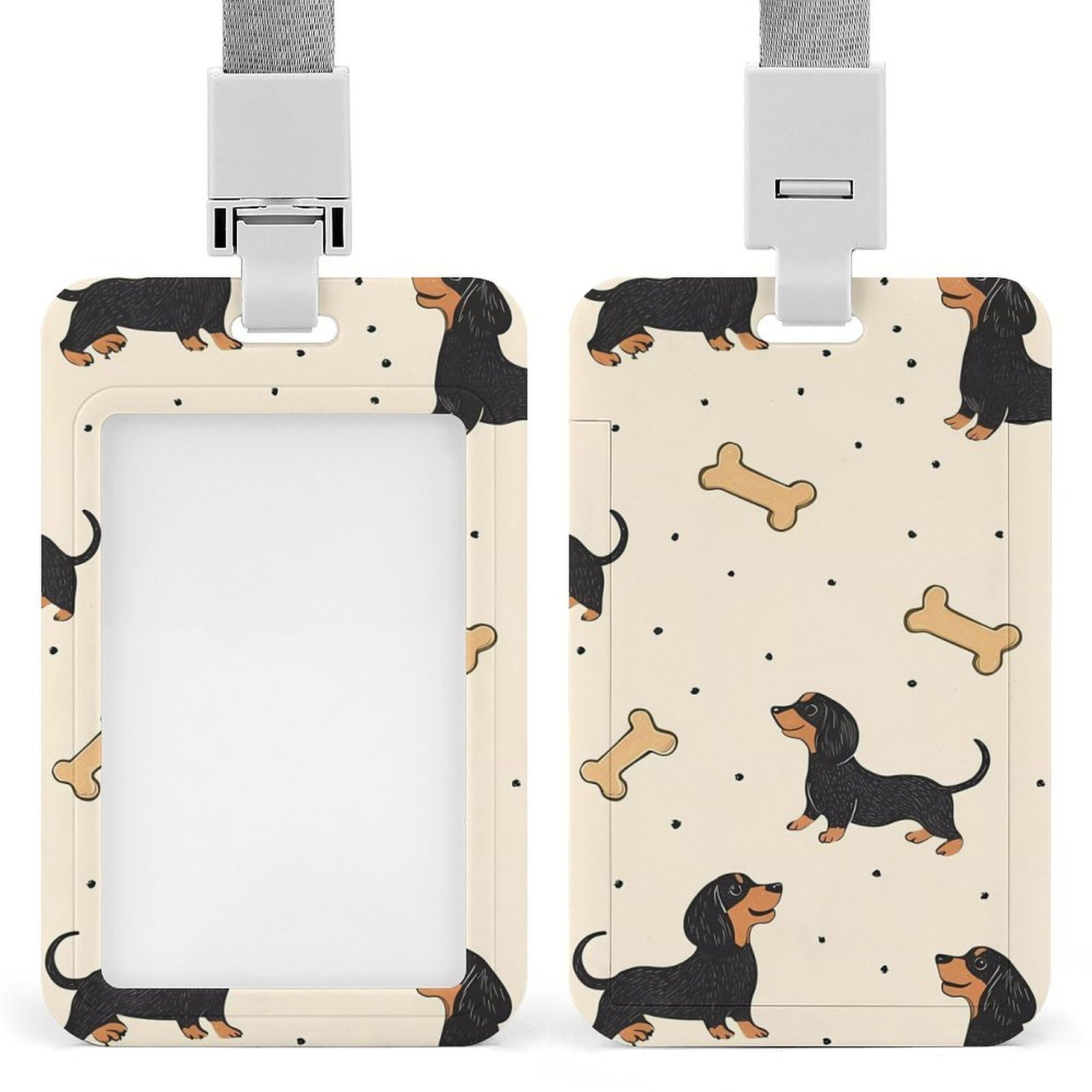 Dachshund Weiner Dog ID Badge Holder with Lanyard Vertical ID Card Holder for Travel Office Work