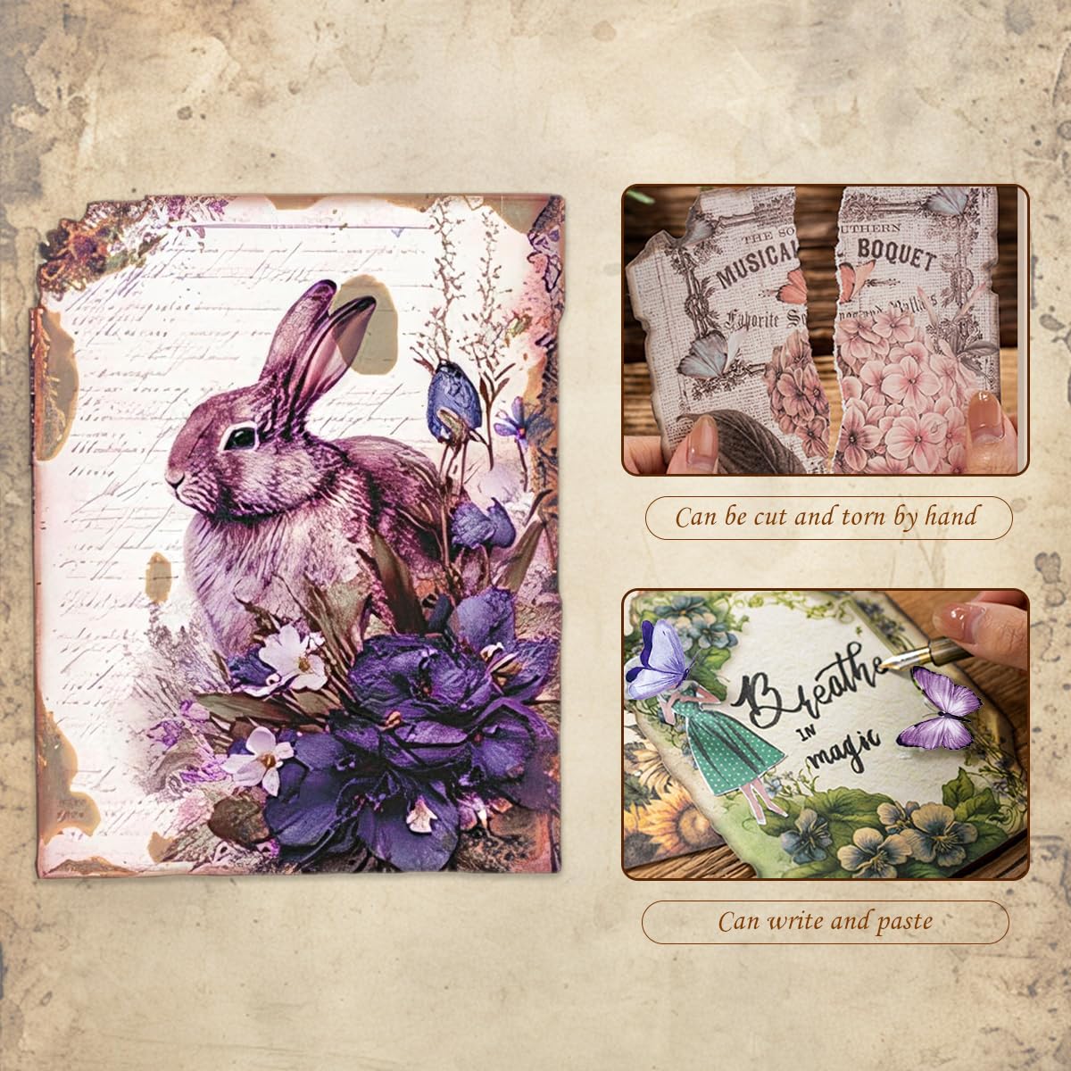 60Pcs Vintage Scrapbooking Paper Decoupage Paper For Furniture Crafts Plants Antique S 972163