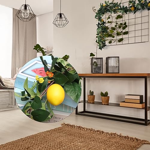 Miniatura 4 de IUIBMI 2 guirnaldas artificiales de limón de 6 pies, guirnalda de primavera con limones y hojas de eucalipto verde, limones artificiales, guirnaldas