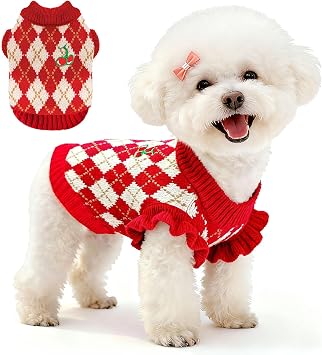 BAEJMJK Cute Cherry Small Dog Sweater Soft Girl Dog Clothes Turtleneck Warm Pet Puppy Knitted Pullover Princess Dogs Cats OutfitsRed Cherry A,Large