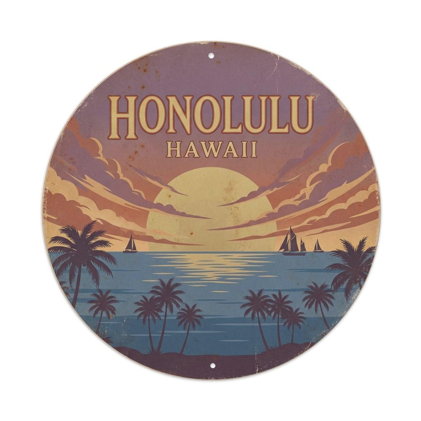 Hawaii Heritage Honolulu City Landmark Travel Metal Tin Sign