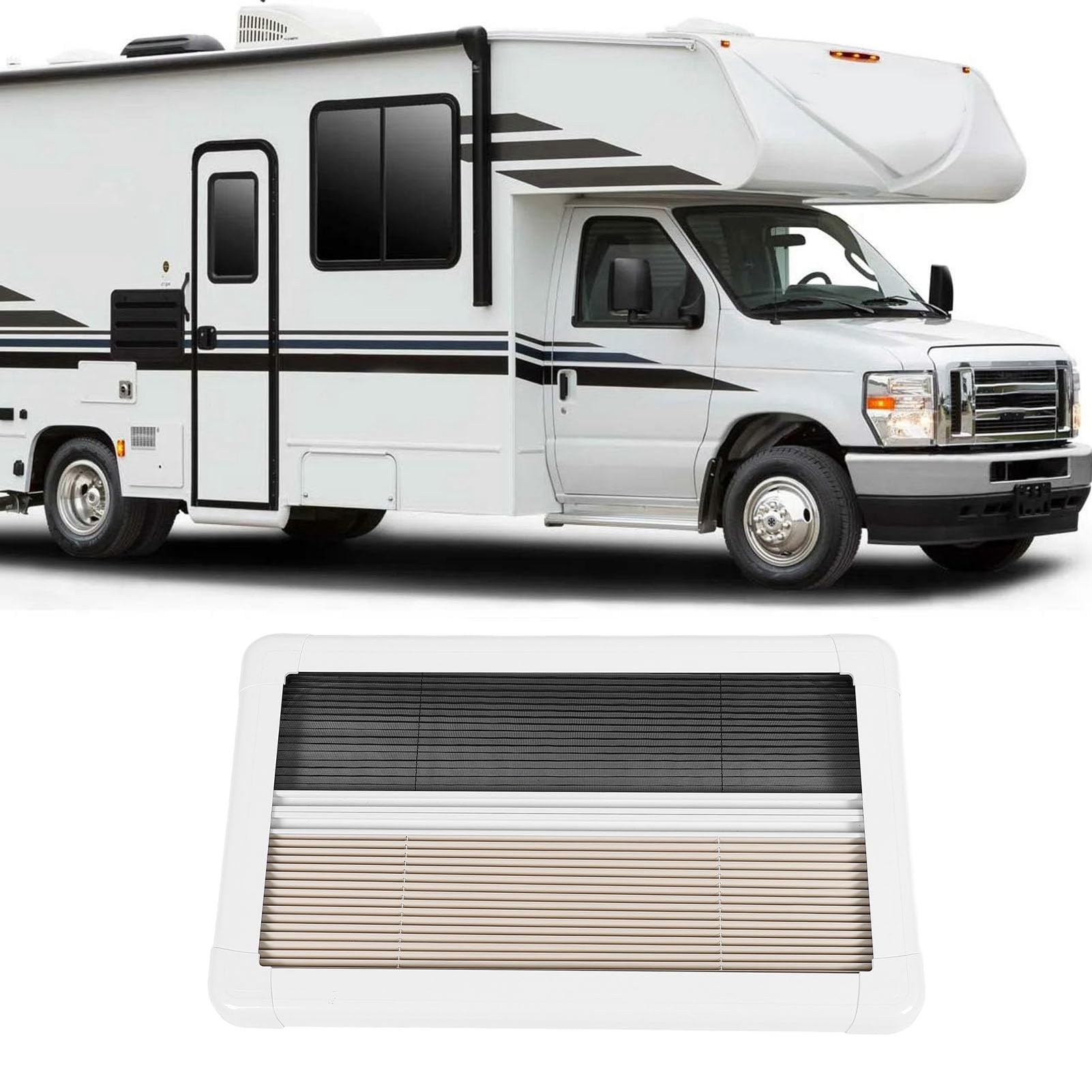 Rideaux de Protection Solaire 28x16 Pouces en Fibre Abslasse pour Isolation Thermique et Blocage des Rayons UV pour Fenêtres de Caravane, Maison, Camping, Résidence Seasonnière