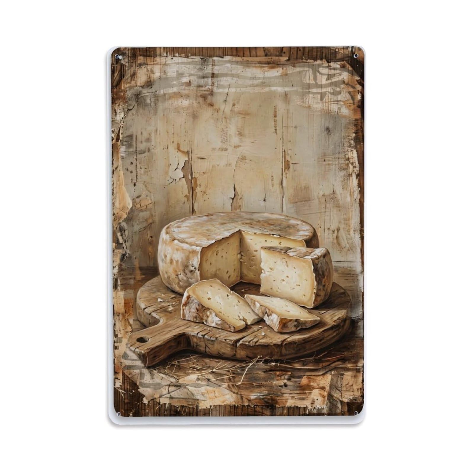 Country Kitchen Cheese Wheel Dairy Countryside Home Metal Tin Sign Plaque Wall Decor for Cafe, Club Bar, Office, Home Garden Metal Poster 8x12Inch