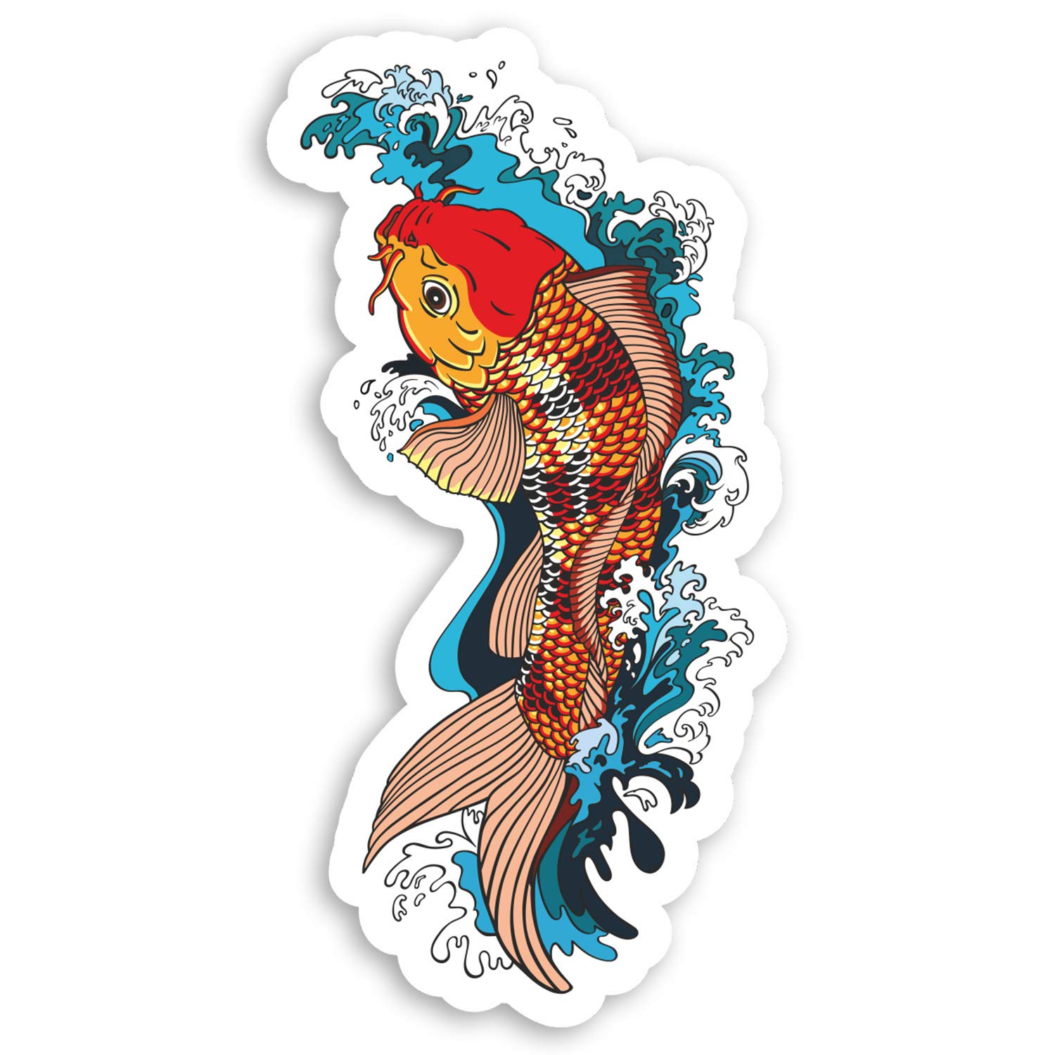 Destination Vinyl Ltd Multi 2 X 10Cm Koi Carp Vinyl Stickers - Japanese Fish Skate Tattoo Sticker #29007