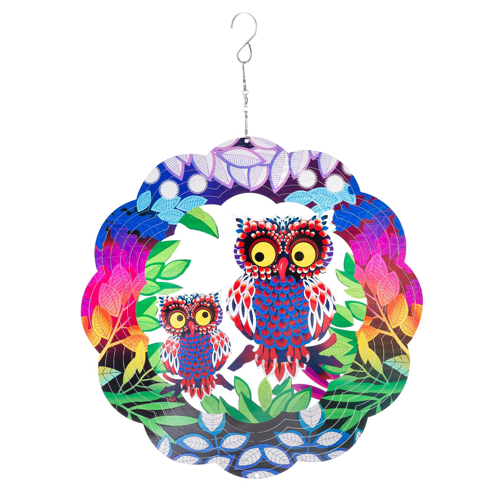 Wind Spinners for Outside Decor - 3D Effect Metal Garden Wind Spinners for Yard, Balcony, and Porch - Durable and Peaceful Hanging Decor for Indoor and Outdoor Use(Owl)