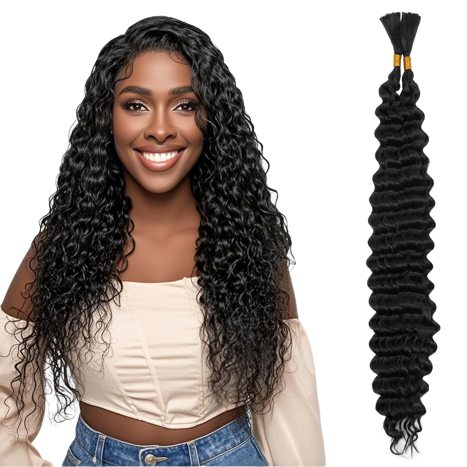 Aomig 65 cm Ponytail Extension Black Braids Extensions Curly Hairpiece Braided Hair Strands for Women Children Girls Synthetic Hair for Braiding Hair Extension Braid for Party Festival Gifts