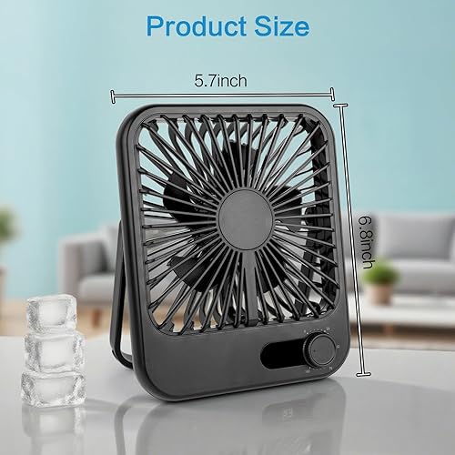 Miniatura 5 de Ventilador de escritorio ultra silencioso de 100 velocidades para dormir, ventilador portátil recargable de 6.8 pulgadas con pantalla LED, cabezal