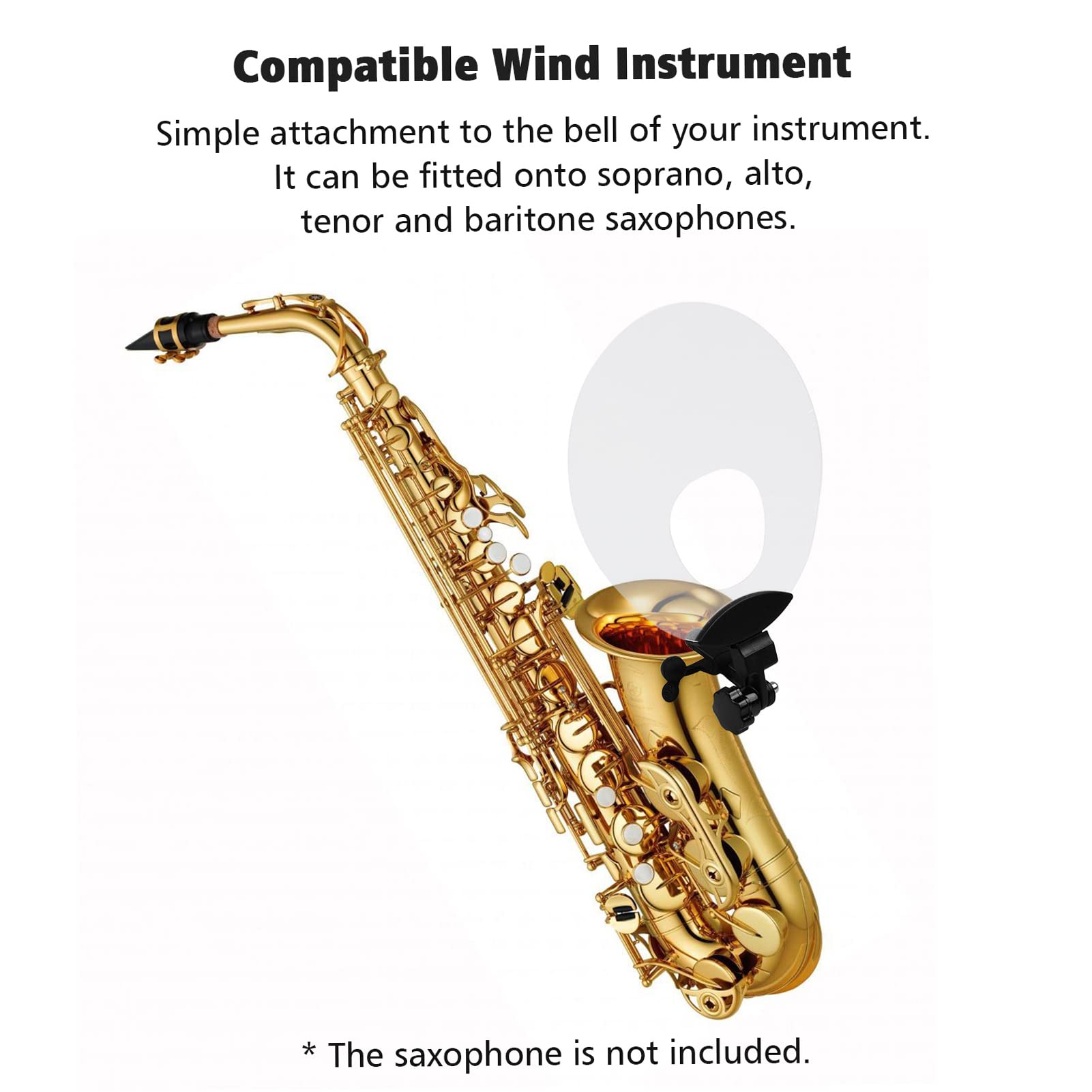 Jeffergarden Déflecteur de Saxophone en Plastique, Angle Réglable, Protection du Pavillon pour une Pratique Plus Silencieuse à la Maison ou en concert