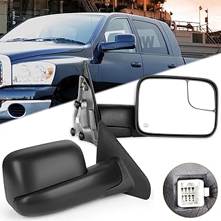 ITOPUP Towing Mirrors Fit for 02-08 for Ram 1500 03-09 for Dodge for Ram 2500 3500 Side Mirrors with Power Control Heated Function No Light Black Housing 1 Pair of Mirrors Left Side and Right Side