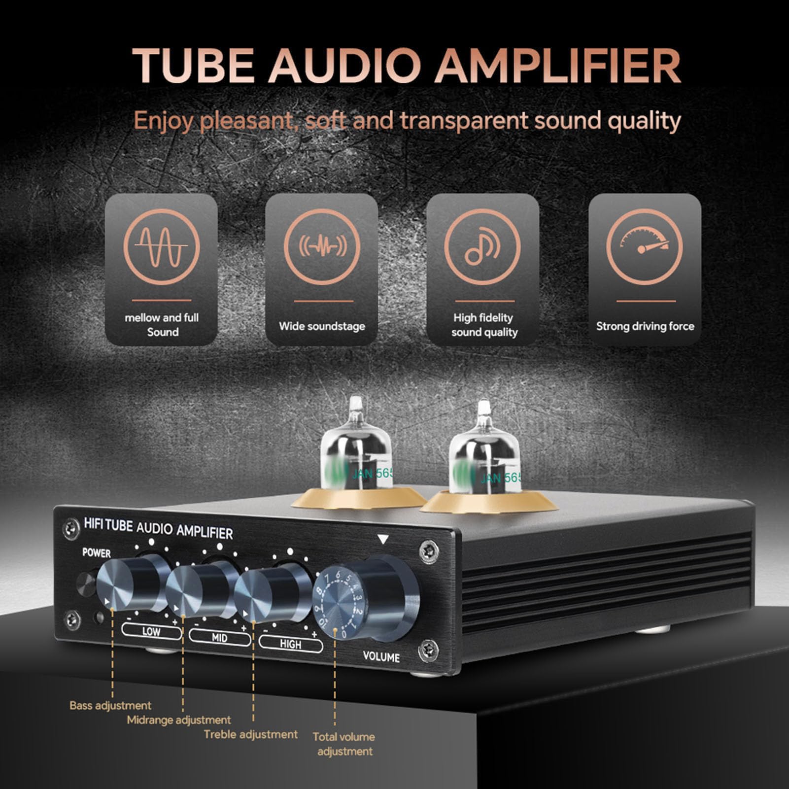 Preamplificatore HiFi a Valvole, Preamplificatore Stereo di qualità Audiofila con Regolazione dei Bassi e degli Acuti per Sistemi Audio (Plug 'UE 100-240V)
