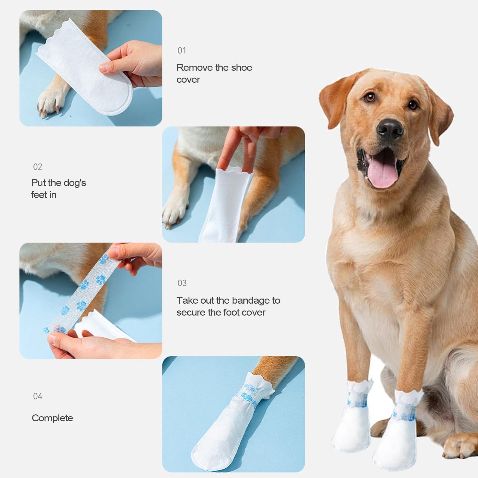 12 Pieces disposablee Dog Boots & Paw Protectors - Waterproof Dog Booties | Non-Woven Dog Boots Paw Protectors | Dog Paw Socks Protector with Adhesive Bandage for Small Medium Dogs