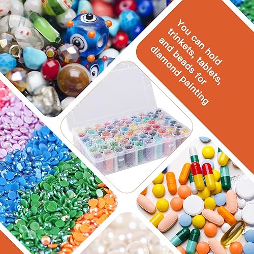 Miniatura 6 de Contenedores de almacenamiento de pintura de diamantes, caja organizadora de cuentas de 60 rejillas con divisores ajustables, organizador de cajas