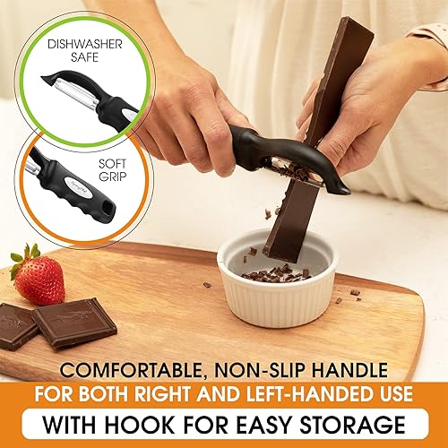 Miniatura 5 de Spring Chef Pelador de verduras giratorio de alta calidad, mango cómodo y cuchillas de acero inoxidable ultra afiladas, pelador de cocina perfecto