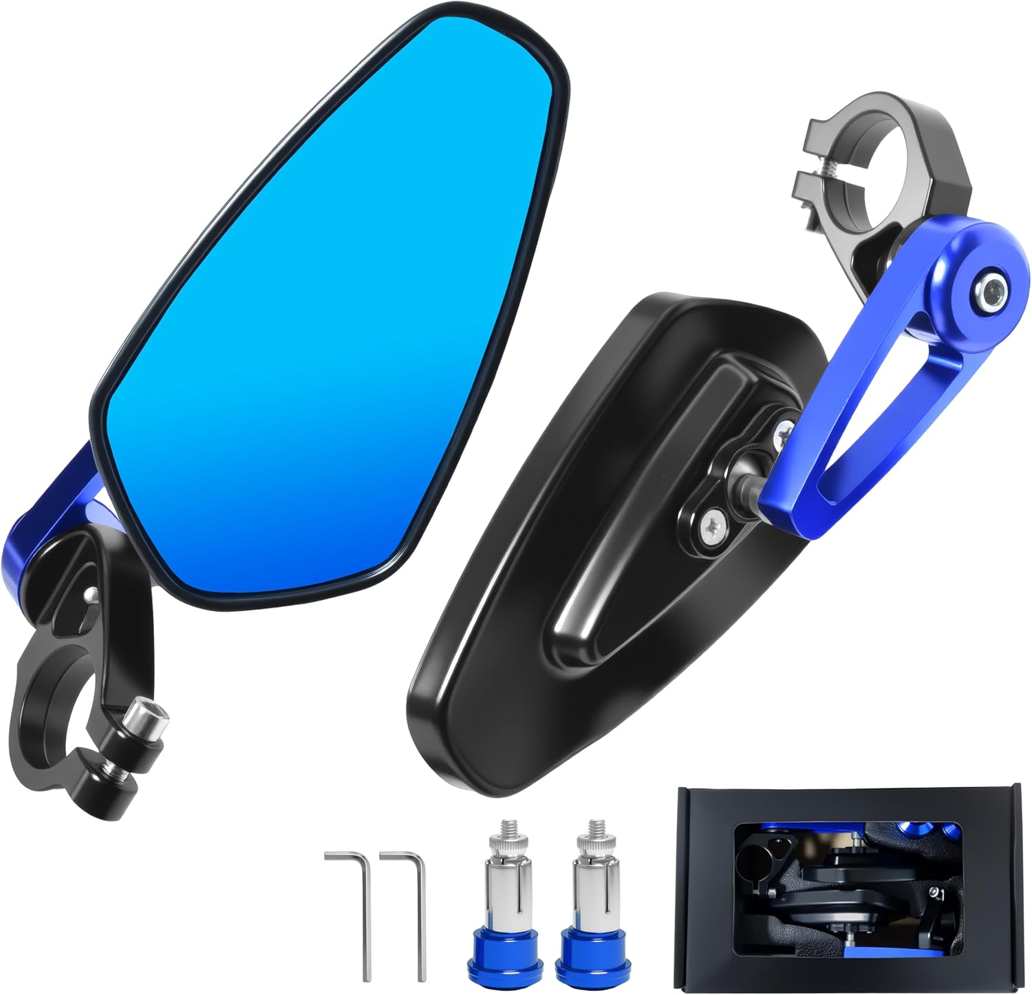 7/8" Motorcycle Mirrors - 22mm Bar End Rear View Mirrors Compatible with Most Yamaha, Kawasaki, Honda Grom, Ducati, Suzuki and More Bike Scooter Street Sport Cruisers