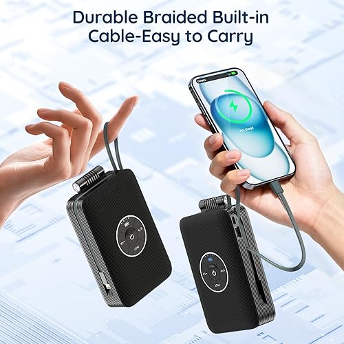 Miniatura 7 de TechGlow Soporte plegable para teléfono celular con altavoz Bluetooth y banco de energía de 10000 mAh, cables integrados, regalos de cumpleaños para