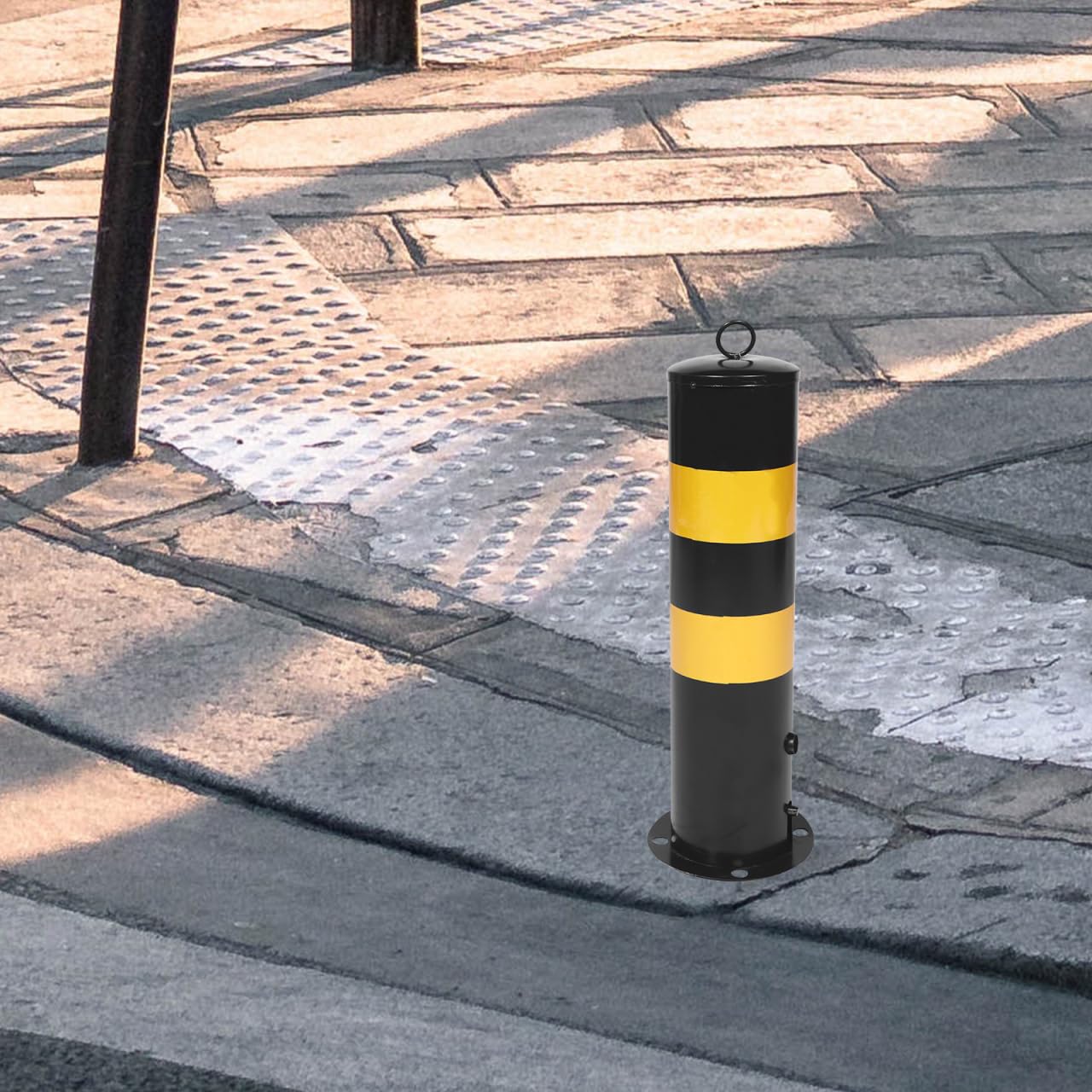 Housoutil Poteau Parking de Sécurité en Acier Noir, Colonne D’avertissement Anticollision, Résistance à L’oxydation et Protection pour Parking et Allée