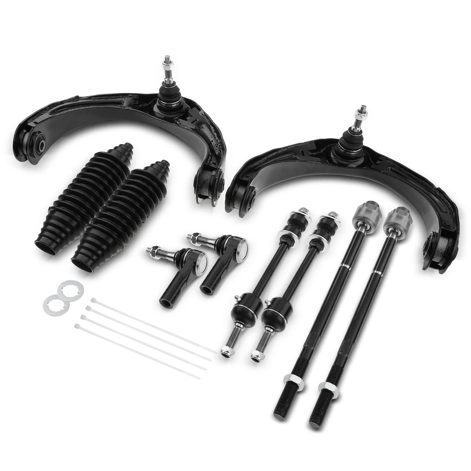 A-Premium 10Pcs Front Suspension Kit Upper Control Arm and Ball Joint Assembly Tie Rod End Sway Bar Link Rack & Pinion Tie Rod Boot & Bellows Compatible with Dodge Ram 1500 2006-2008 4WD
