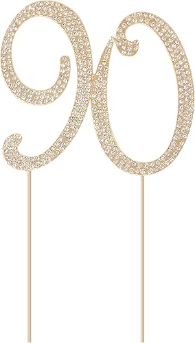 Honbay Decoración para pastel de 90 cumpleaños con diamantes de imitación de aleación brillante para decoración de pastel de cumpleaños 90 o fiesta Honbay Decoración para pastel de 90 cumpleaños con diamantes de imitación de aleación brillante para decoración de pastel de cumpleaños 90 o fiesta