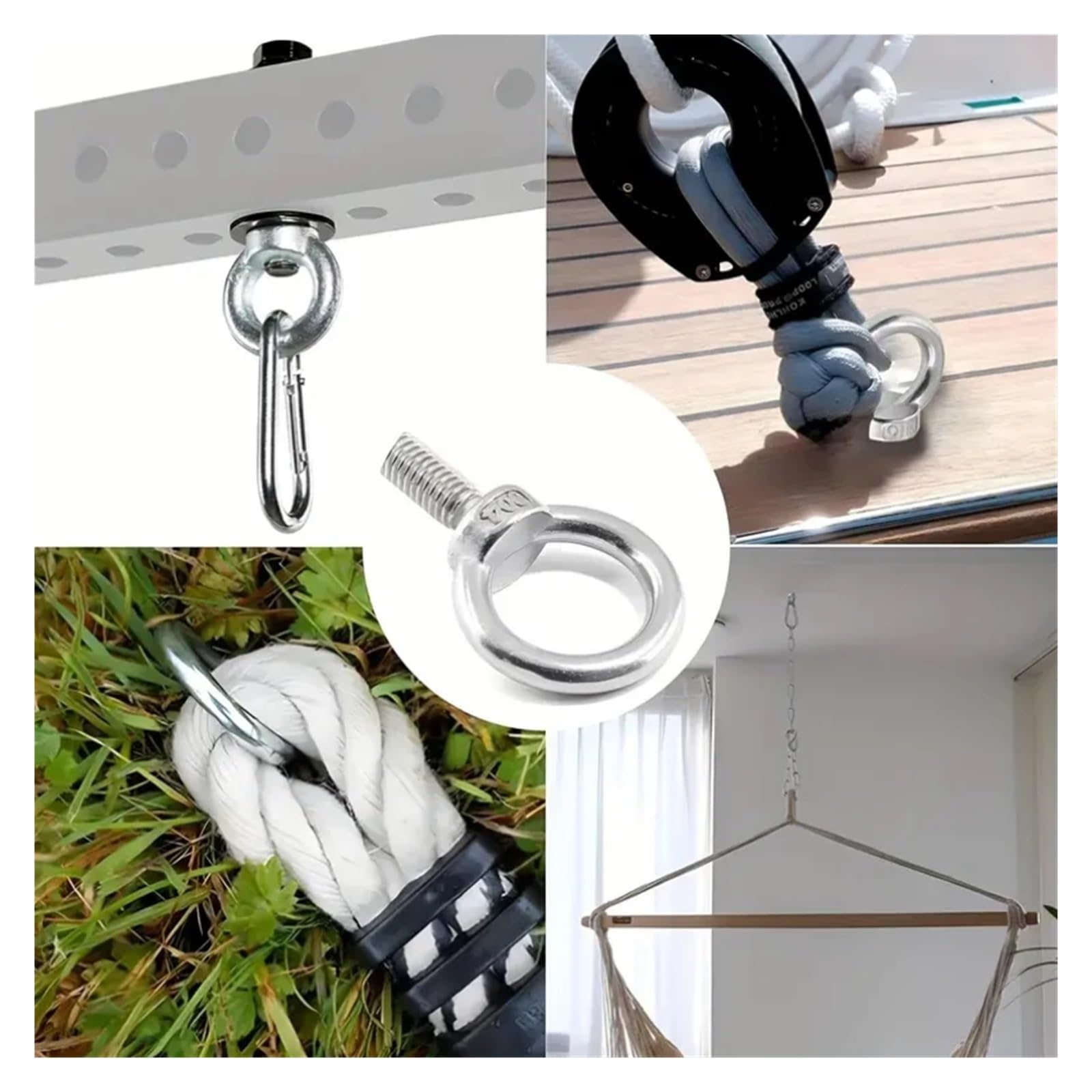 Pernos de Ojo de Acero CáNcamos 1-10x Tornillos de tuerca enganche anillo perno ojo elevación acero inoxidable 304 Tornillo con hombro Suministros M4 M5 M6 M8(M8,5PCS)
