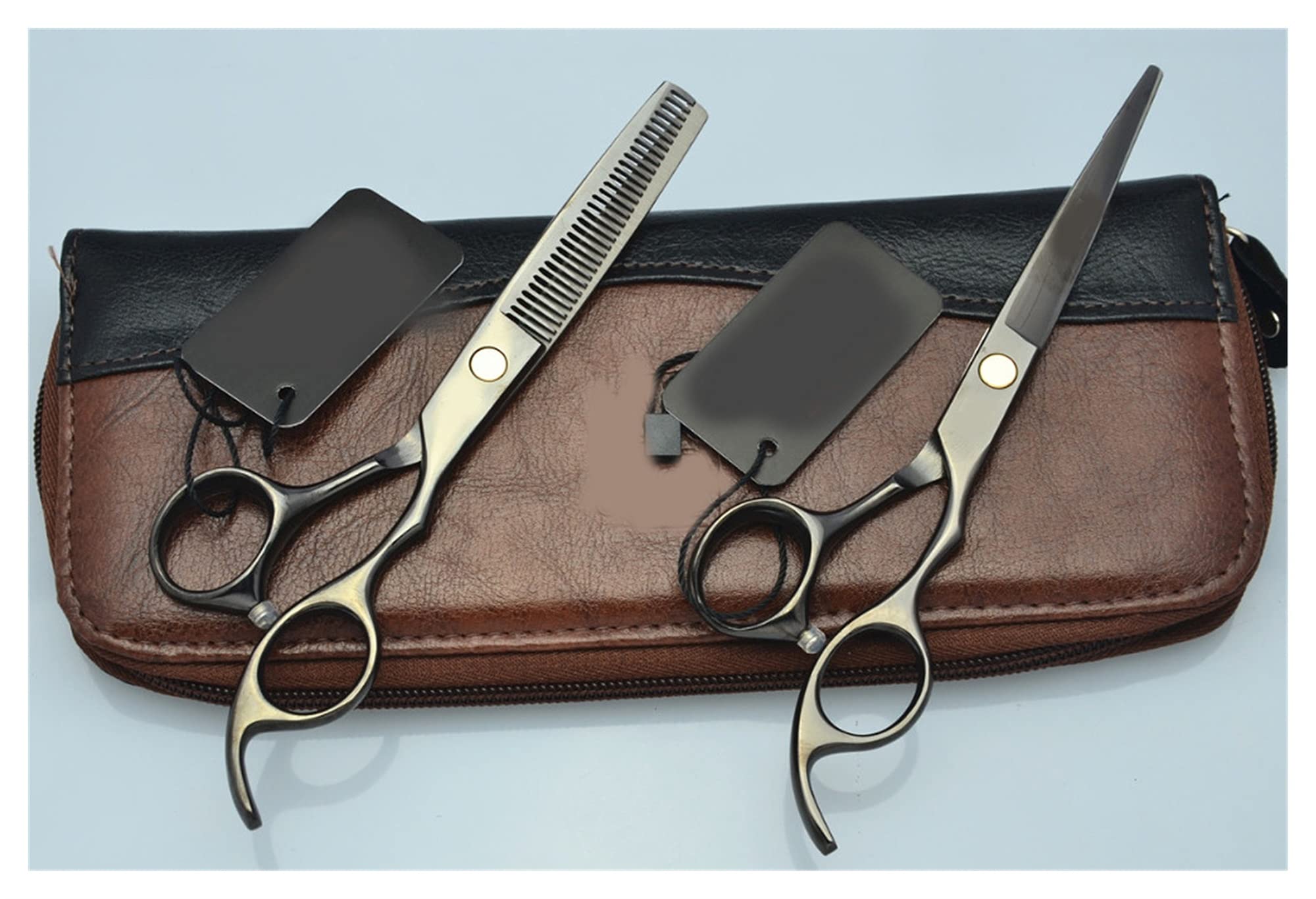 Schere Zum Haareschneiden, 6,0 Zoll, Schwarz, Professionelle Echthaarschere, Friseurschere, Effilierschere, Haarschneideset, Schneiden Ohne Etui-Q(Set No Case-Q)