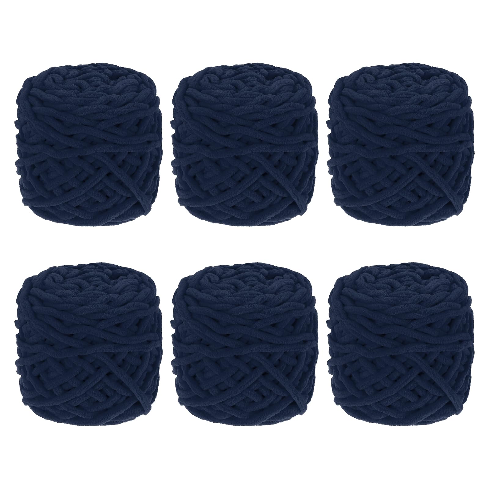 QUARKZMAN 6 Pezze Filato Per Coperta 45 Metri Filato Chenille Blu Scuro | Morbido Velluto Peluche Spesso, Per Coperta Sciarpa Scialle Uncinetto Lavoro A Maglia A Mano