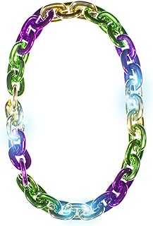 Windy City Novelties 36" Jumbo Link LED Plastic Necklace - Fun Light-Up Accessory for Mardi Gras, St. Patrick's Day, and Party Events