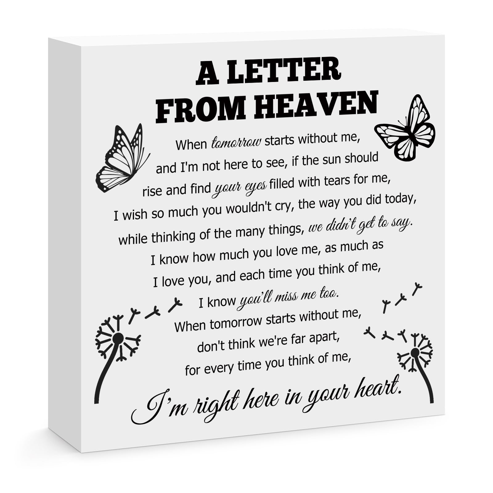 Bereavement Gift Wooden Block Sign Sympathy Memorial Gift for Loss of Mom Dad Grandma Grandpa Husband Wife Sister Brother Condolence Remembrance Table