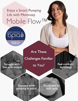 Momcozy Mobile Flow Breast Pump Hands Free, M9 App Discreet Control with Personalized Multi-Modes & 15 Levels, Independent Breastmilk Storage, Wearable Breast Pump M9 24mm (Cozy Red, 2 Count)