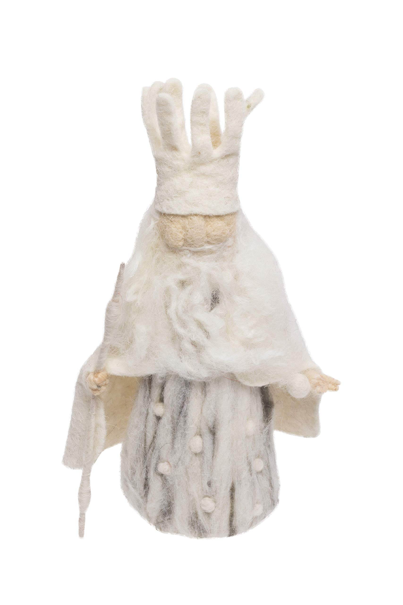 DeKulture Needle Felted Santa Claus Christmas Ornament (White) - Handmade Wool Felt, Xmas Tree Decoration