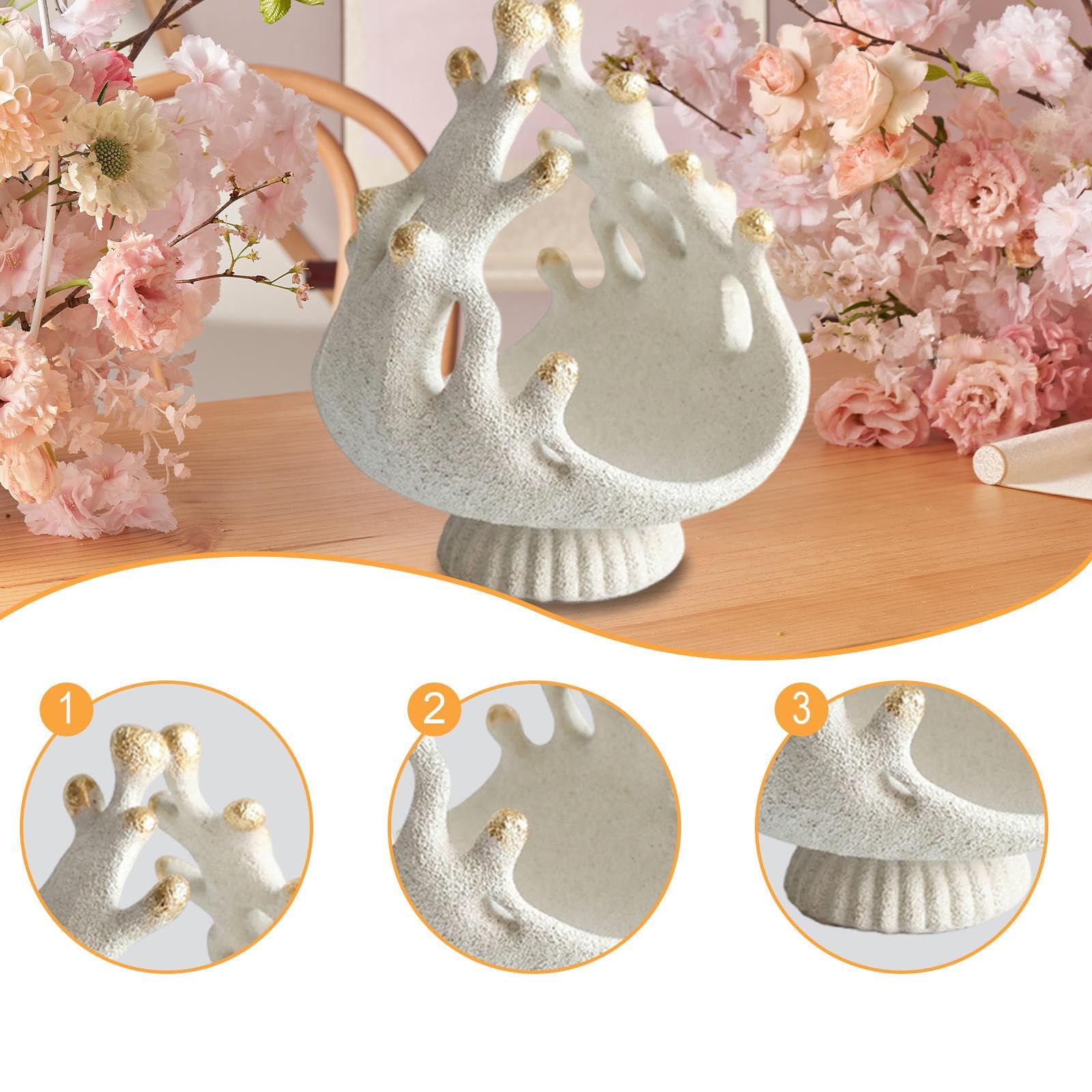 Bandeja de Joyas Bandeja Organizadora de Accesorios Plato Decorativo de Coral Figura Escandinava de Resina Apta para Mujeres Tocador Regalo Sala de Es, 21.5 Cm X 27 Cm