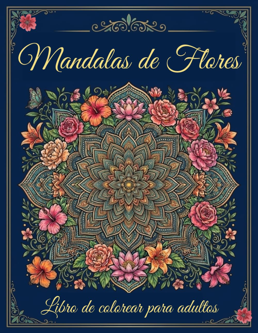 Mandalas de Flores para Adultos: Libro de colorear para adultos con 40 hermosos diseños de flores: Mandalas relajantes para aliviar el estrés, mejorar la concentración y la meditación