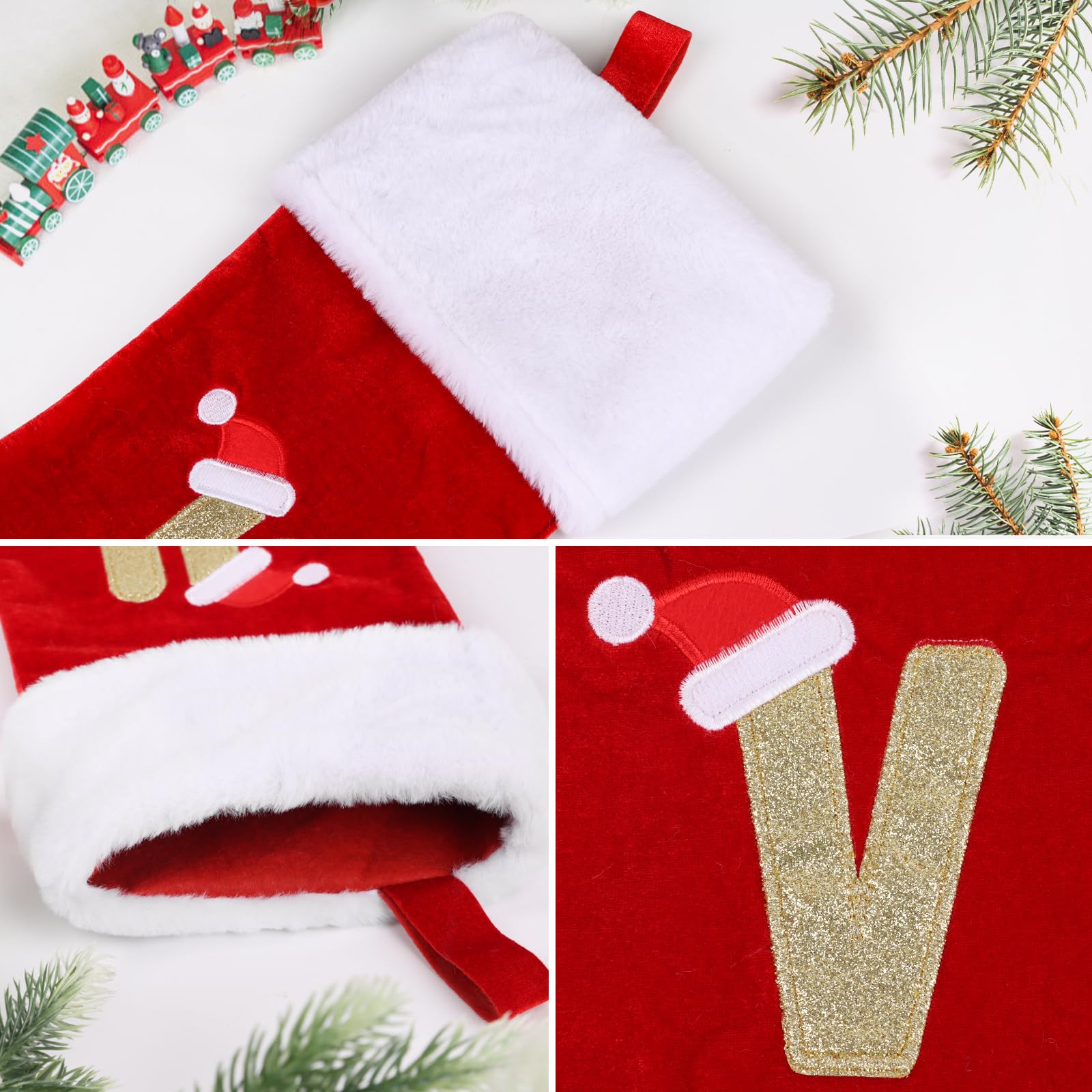 VEYLIN Embroidered Stockings Christmas 20 Inch Christmas Stockings with Letters - Image 3