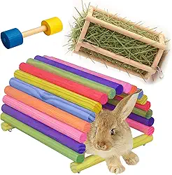 Kit Casinha Porta Feno e Brinquedo Para Mini Coelhos