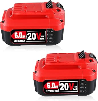 Upgraded 6.0Ah 2PACK V20 Batteries Replacement for Craftsman 20V Battery Compatible with CMCB202 CMCB204 CMCB205 CMCB206 CMCB204-2 CMCB202-2 Cordless Power Tools