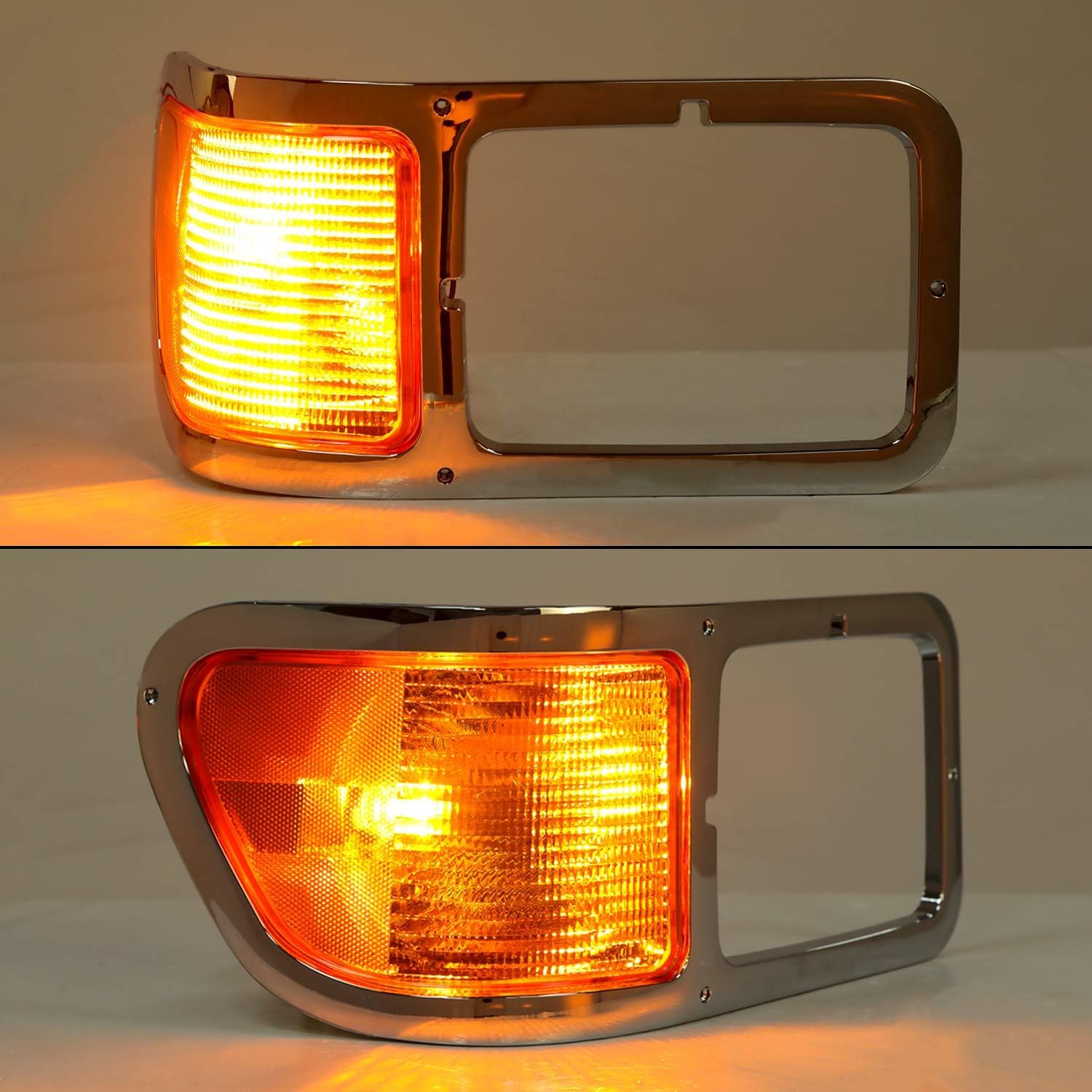ECOTRIC Passenger Side Corner Signal Lights Lens w/Headlight Bezel Compatible with 2000-2015 Ford F650 F750 Right Replacement for FO2521196 & YC3Z13200AA