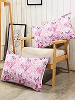 Vista 4 de Juego de sábanas de 4 piezas ajustadas y planas para niñas, estampado de mariposas y flores rosas con 1 + 2 fundas de almohada para cama individual