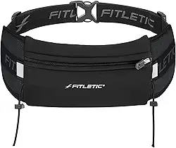 Fitletic - Cinto de Corrida Ultimate I Race para Triatlos, Maratonas - Resistente à Água, Leve, Discreto e Patenteado sem Salto - Ajuste Duplo Ultra Macio - Preto