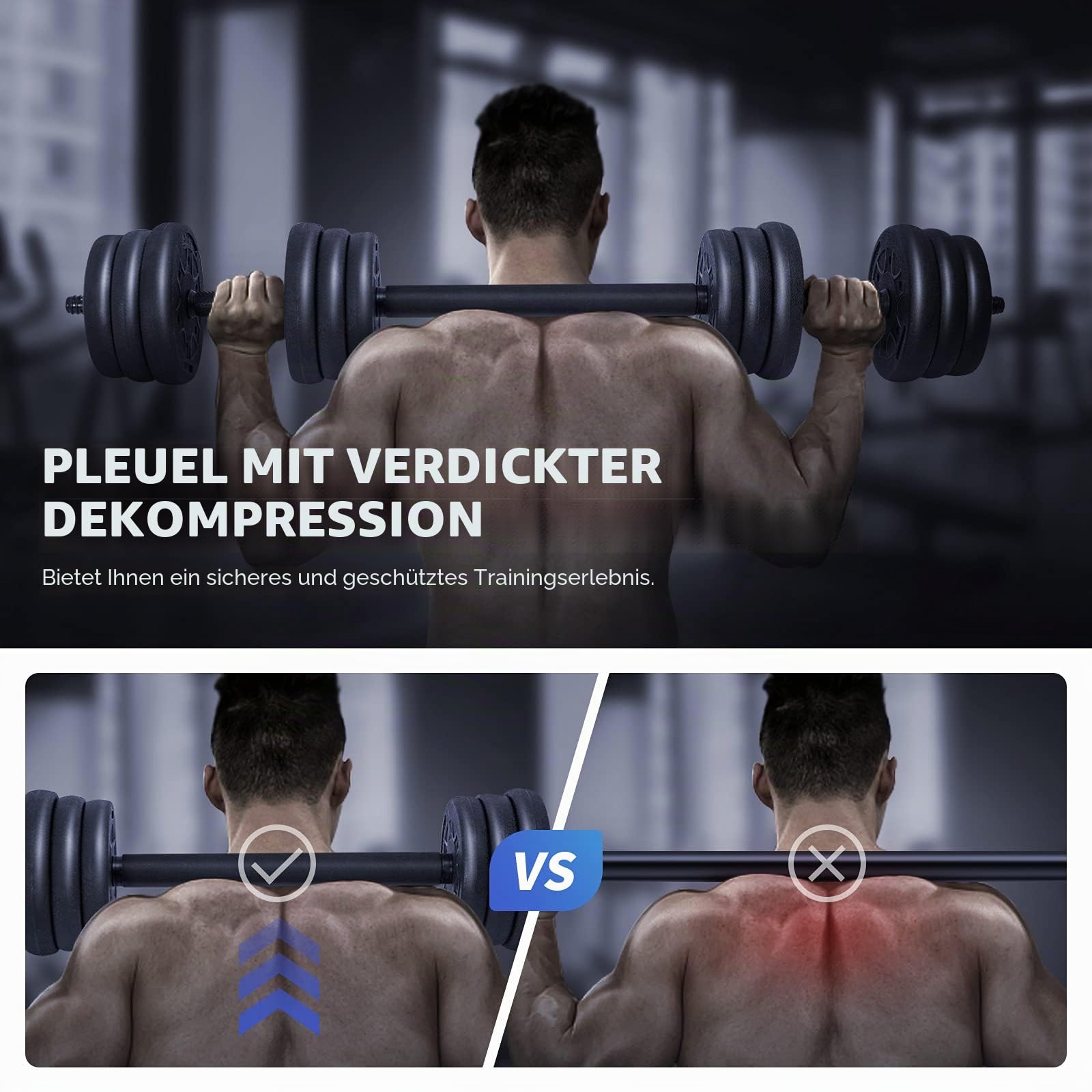 2in1 Hantelset, 2er Set Professionell Hantel mit Hantelstangen, Kurzhanteln & Langhanteln Verstellbar, mit Rutschfestem Griff und Sternverschlüsse für Krafttraining