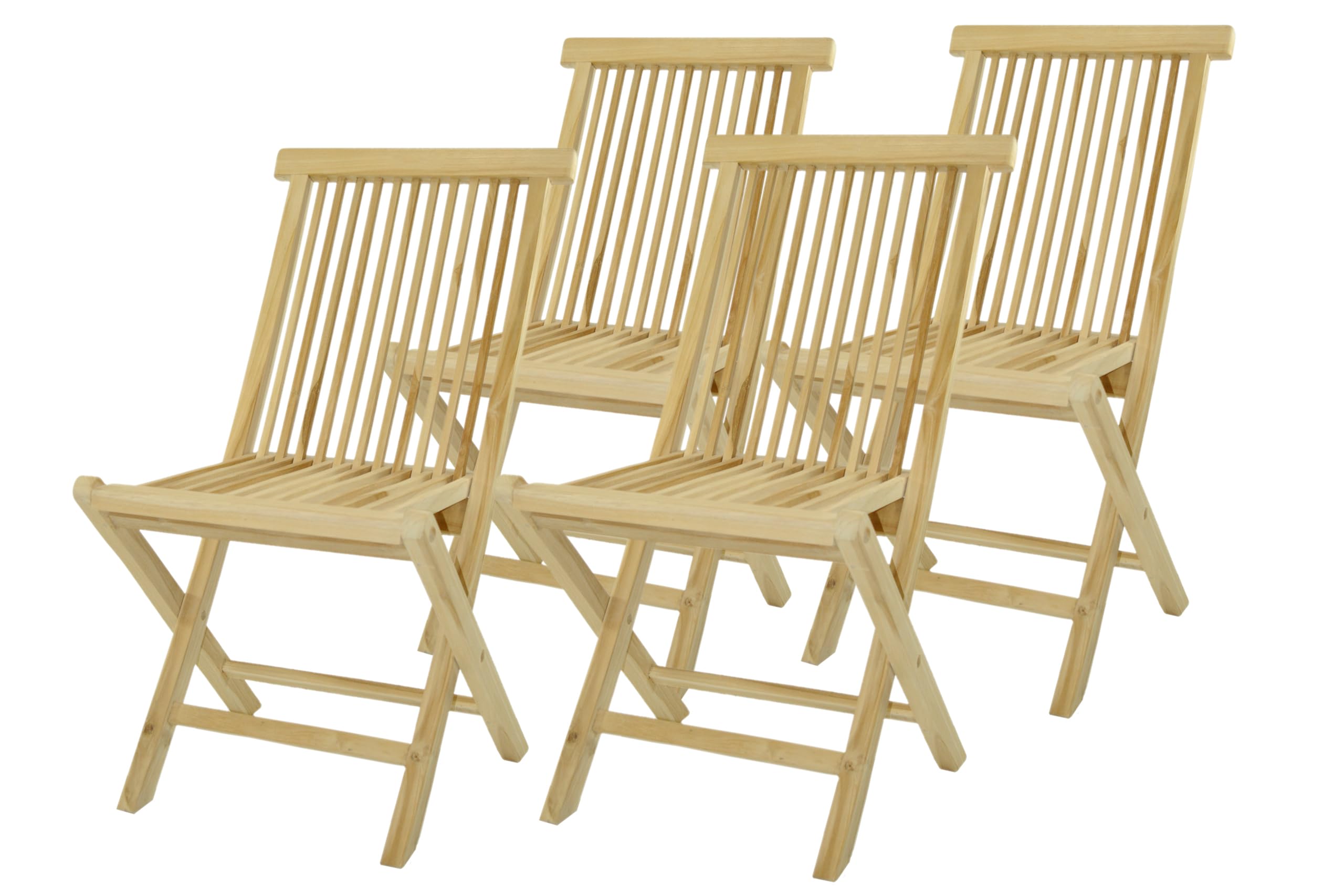 SONLEX 4er Set Klappstuhl aus Holz Gartenstuhl Balkonstuhl – Teakholz Stuhl für Terrasse Camping – kompakt klappbar