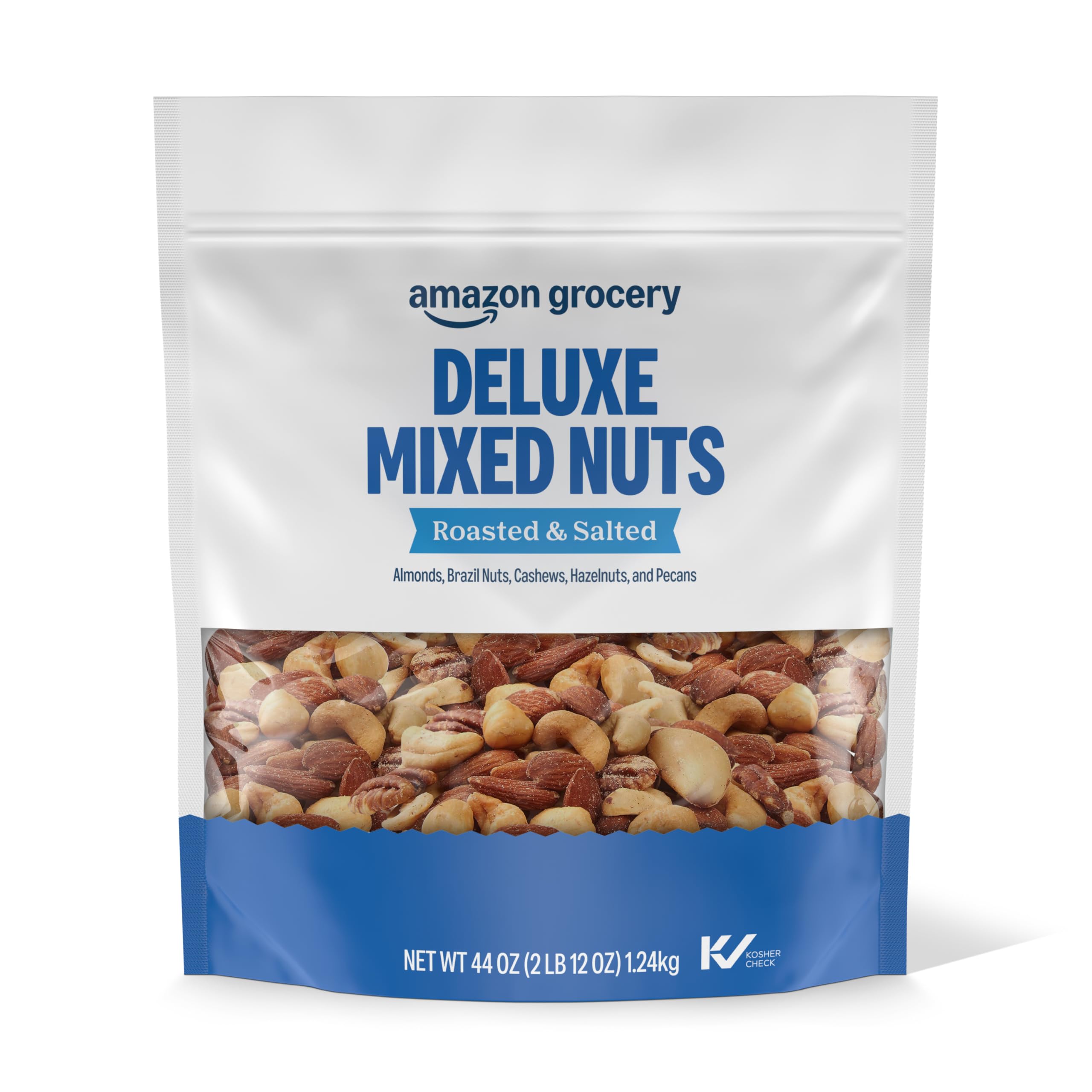 Amazon Grocery, Deluxe Mixed Nuts, Roasted & Salted, 44 Oz (Previously Happy Belly, Packaging May Vary)