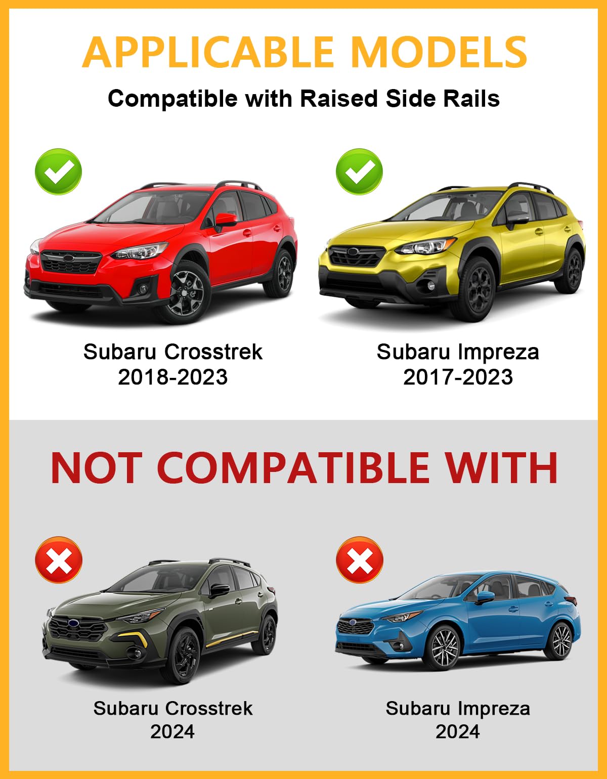 Tuyoung 300lbs Lockable Roof Rack Cross Bars Compatible with Subaru Crosstrek 2018-2023 & Impreza 2017-2023 with Side Rails, Heavy Duty Anti-Theft Aluminum Roof Crossbars Rooftop Luggage Carrier